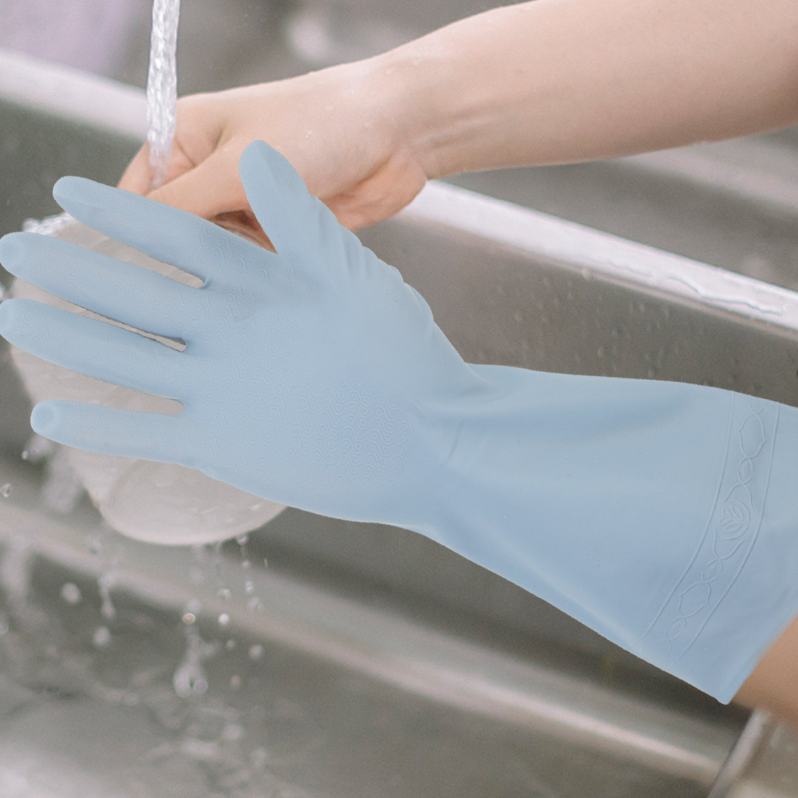 Dish Glove Rubber - 3 Paar wasserdichte Gummi-Küchen-Spülhandschuhe, wiederverwendbar, mit