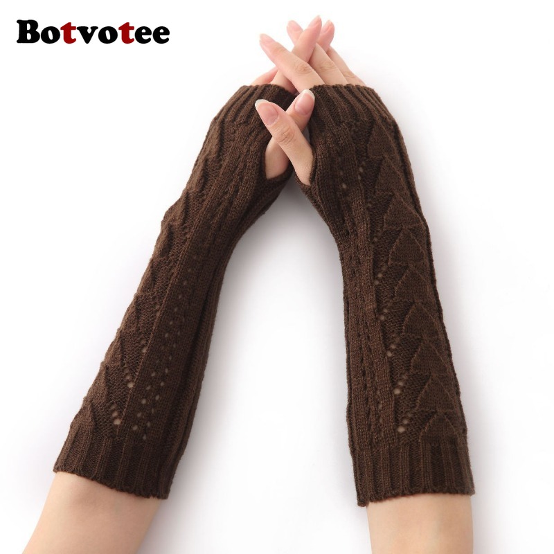 Fingerless Glove Knit - Botvotee für Damen Winter Strick Hohlmuster