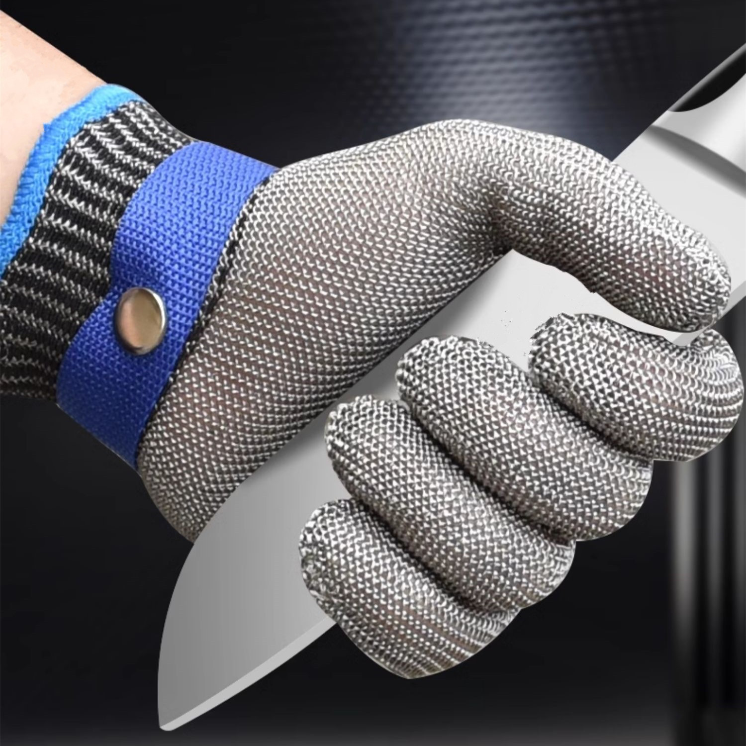 Cut Resistant Glove - Schnittschutz-Mesh-Metallhandschuh, sicher, schnittfest, stichfest, Edelstahldraht, Metallgeflecht,