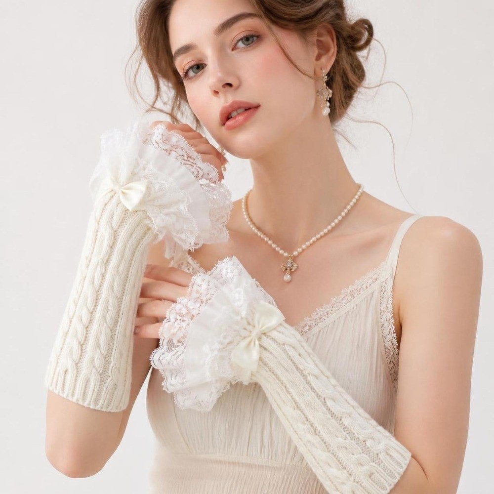 1 Paar Spitzenrüschen-Handschu – Fingerless Glove Knit Bewertung und Preis